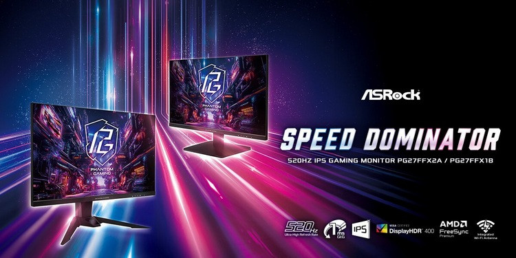 CES丨520Hz 超高刷：华擎发布 PG27FFX2A 和 PG27FFX1B 显示器