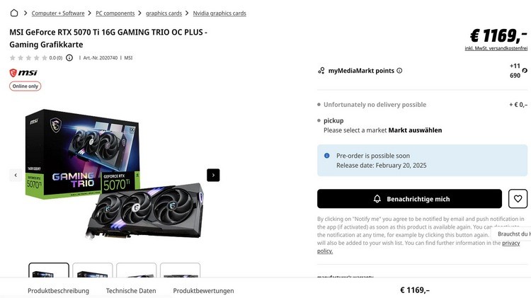 网传丨非公版 RTX 5070 Ti Gaming Trio 售价出炉，卖 8800元左右